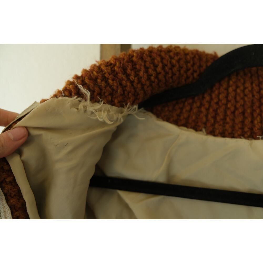 Vintage Cowichan Style Handmade Pronghorn Antelope Knit Sweater Brown Women's Sm - Picture 3 of 4